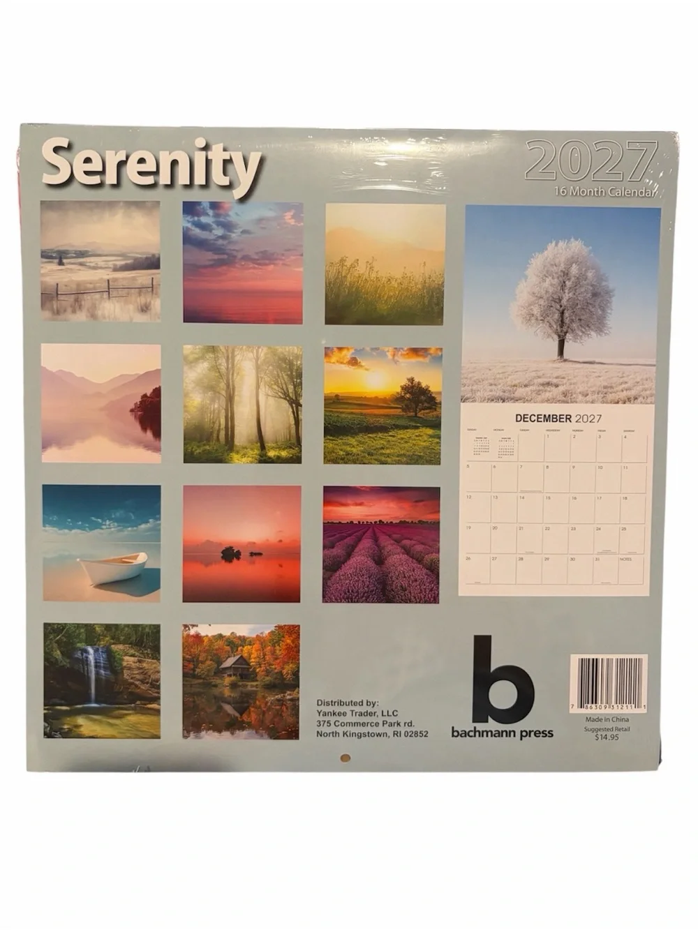 Serenity Wall 2027 16 Month Calendar — Calming Nature Scenes